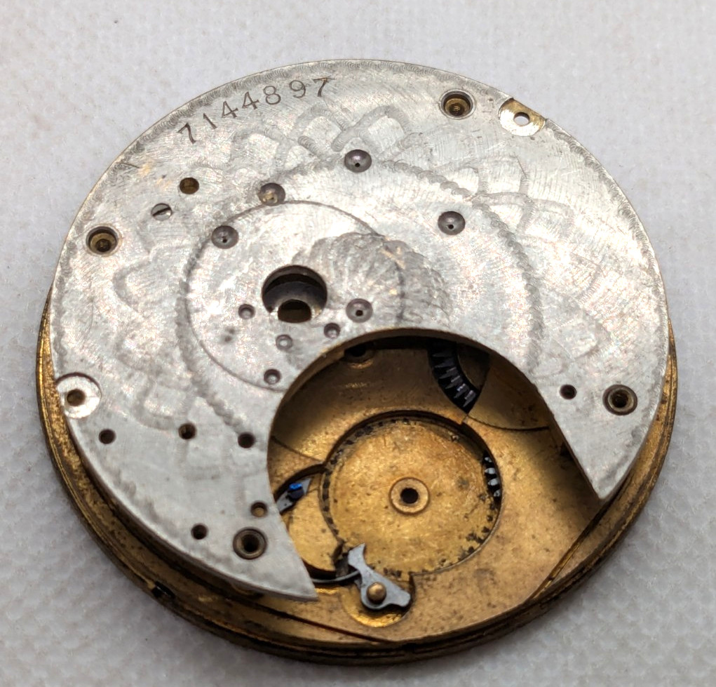 Vintage Pocket Watch Verge Fusee Movement Engraving Brass Components 43 mm