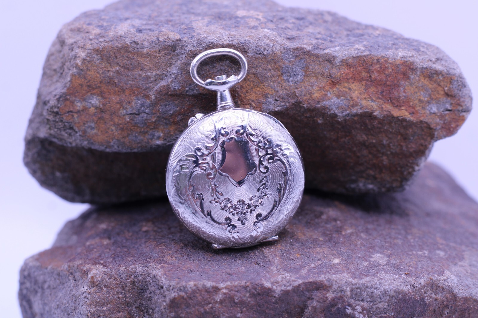 ARGENTAN LADIES SWISS POCKET WATCH FANCY CASE & DIAL 31.4mm DIAMETER NOS (EP)