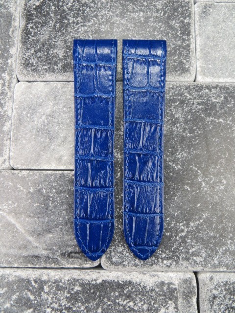 NEW 23 mm Leather Strap Navy Blue Watch Band for CARTIER SANTOS 100 XL Large