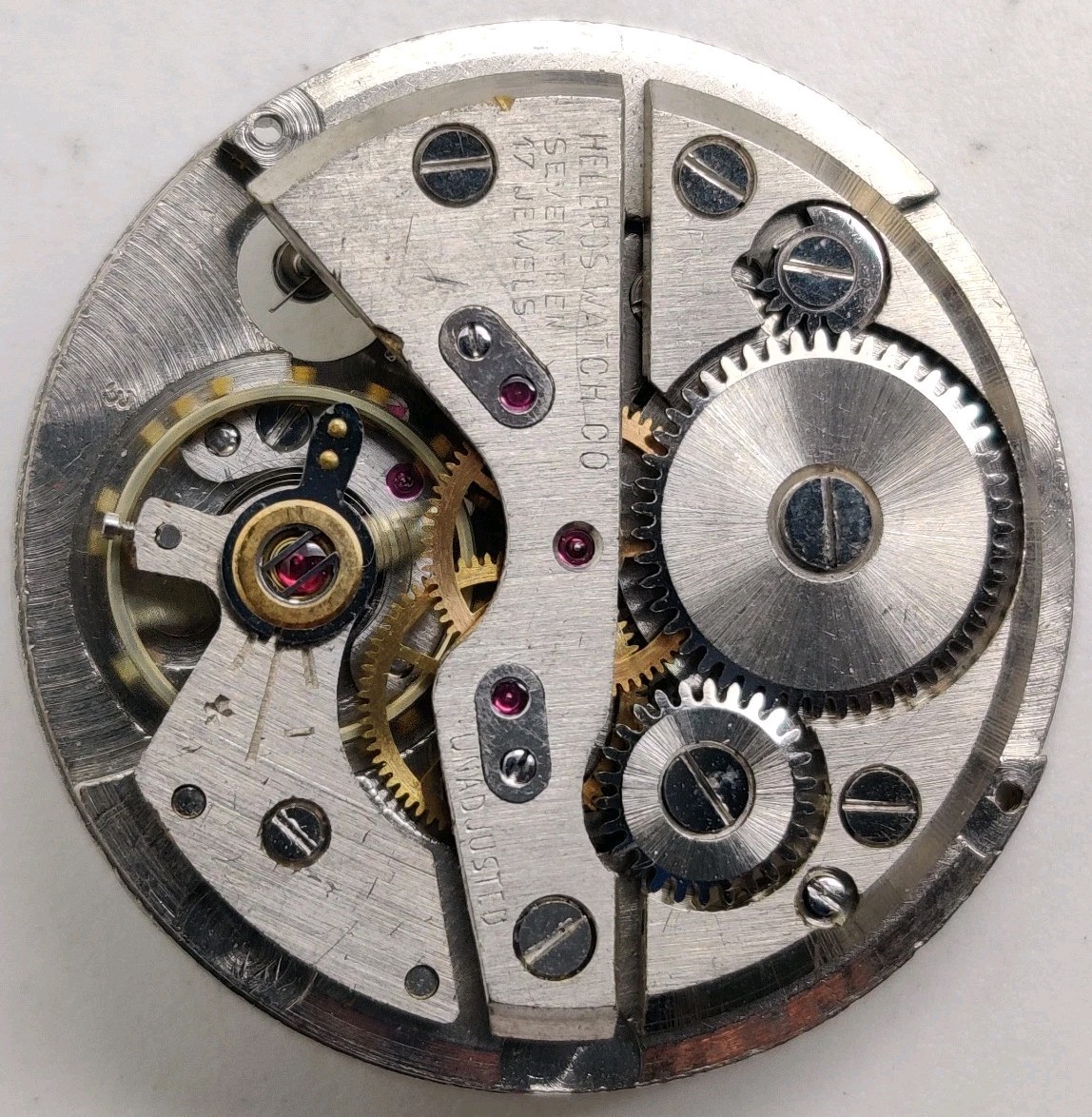 Vintage Helbros Jeambrun 26D 17 jewel wrist watch movement running