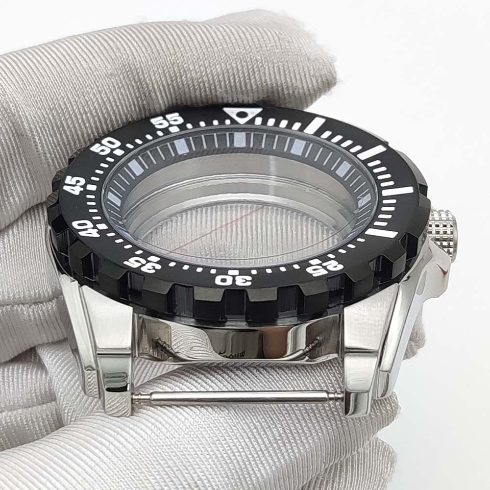 44mm Steel Watch Case Modify turtle Mod Sapphire Rotating For Seiko NH35A NH36