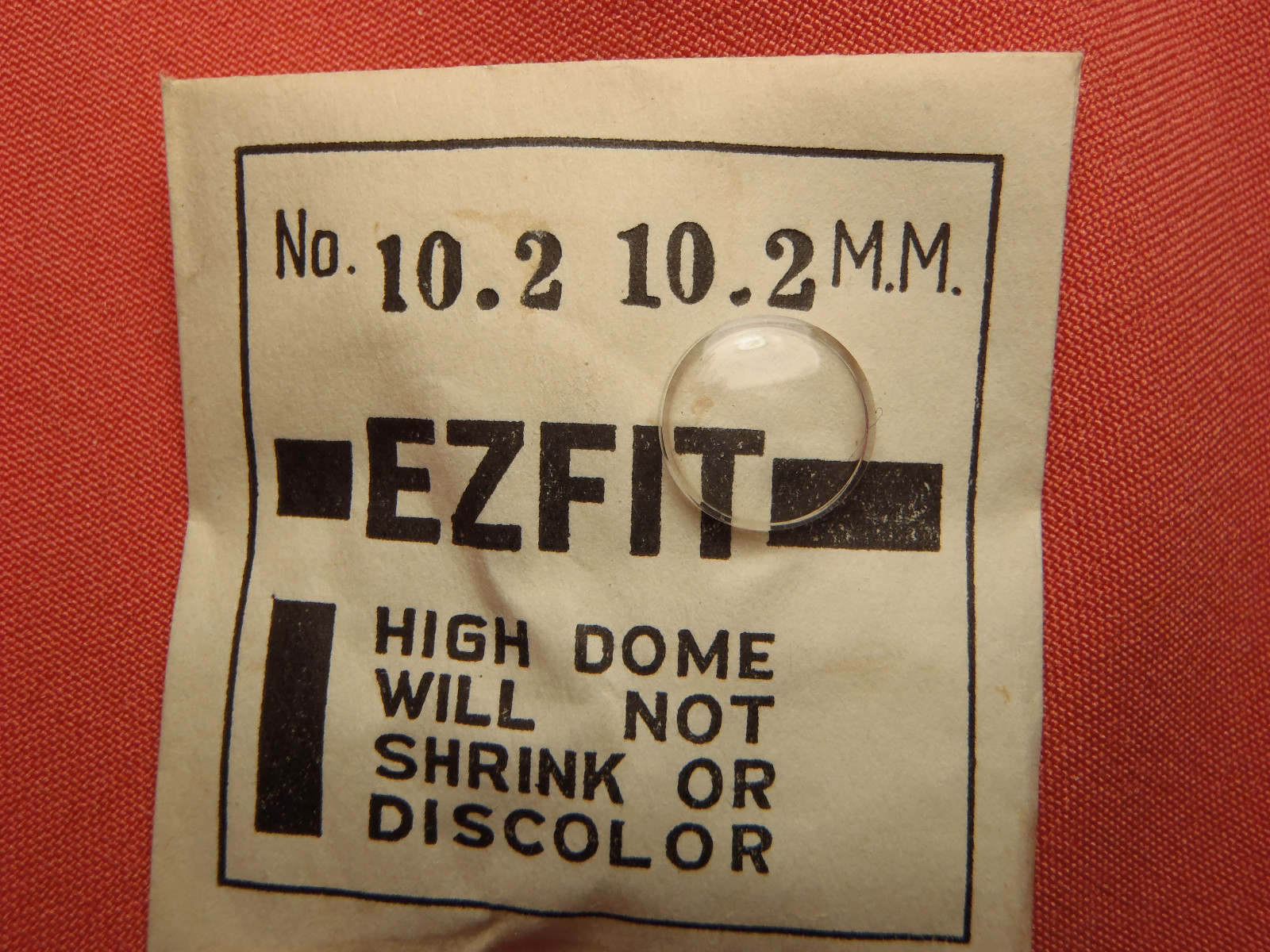 E-Z-FIT HIGH DOME ROUND PLASTIC WATCH CRYSTAL 10.2 MM NOS