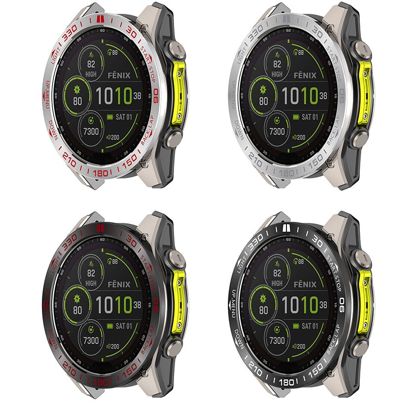 Replacement Racing Steel Bezel Ring for Garmin Fenix8 AMOLED/ SOLAR Smartwatch