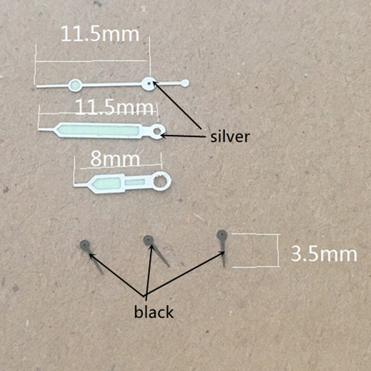 Black Small Second Hand Silver Trim Watch Hands for Miyota OS10 OS20 OS60 OS80