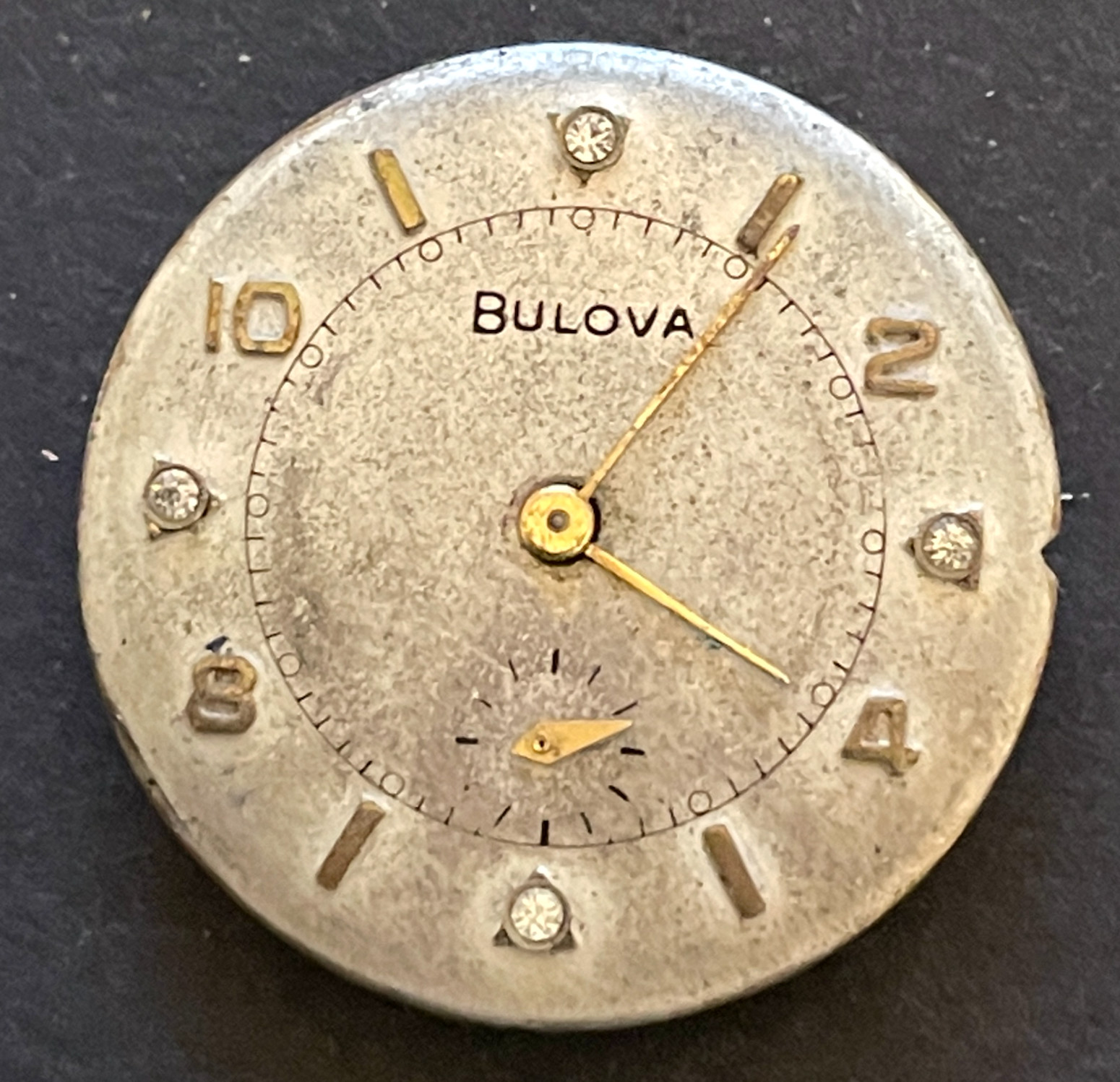 Vintage Bulova Cal 10AN Watch Movement Parts/Repair Diamond Dial 10 AN 15j Swiss