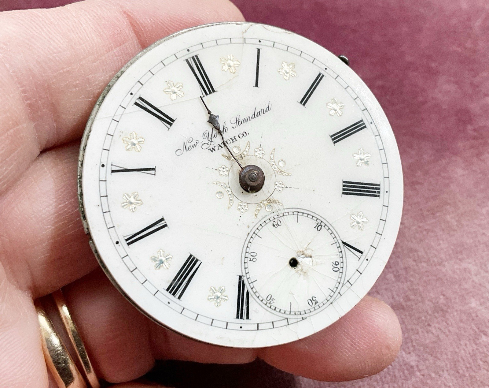 Antique New York Standard Pocket Watch Movement 43.5mm AS IS Parts/Repair