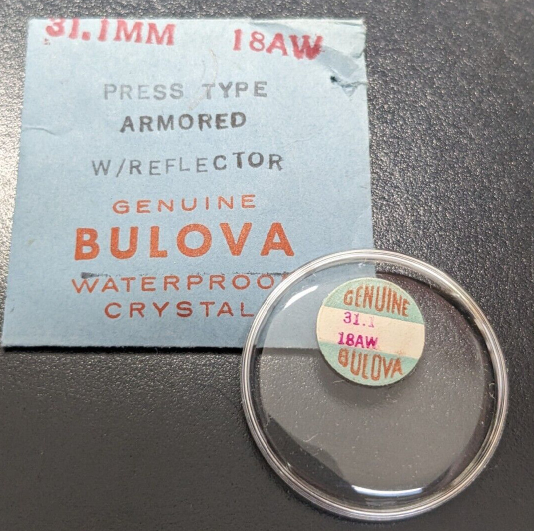 Genuine NEW Bulova 18AW Watch Crystal Armored w/ Silver Tone Ring Reflector