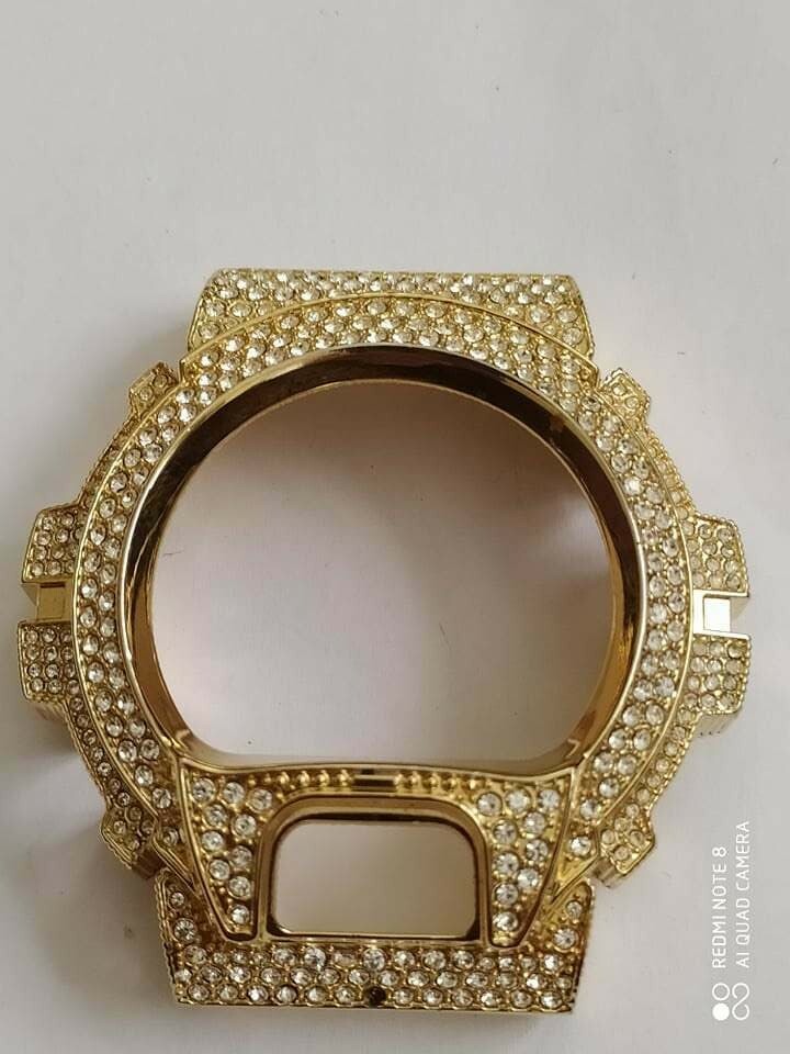 Yellow Gold Diamond Casio G-Shock DW6900 Watch Bezel –