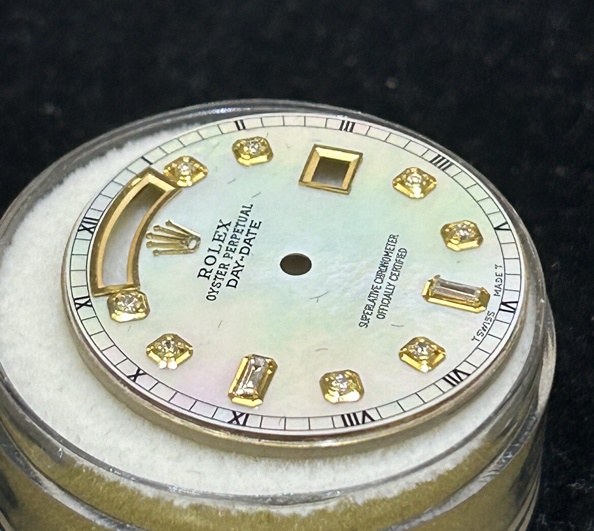 Rolex Mens NonQuick President Custom MOP Baguette Diamond Dial For Model 1803