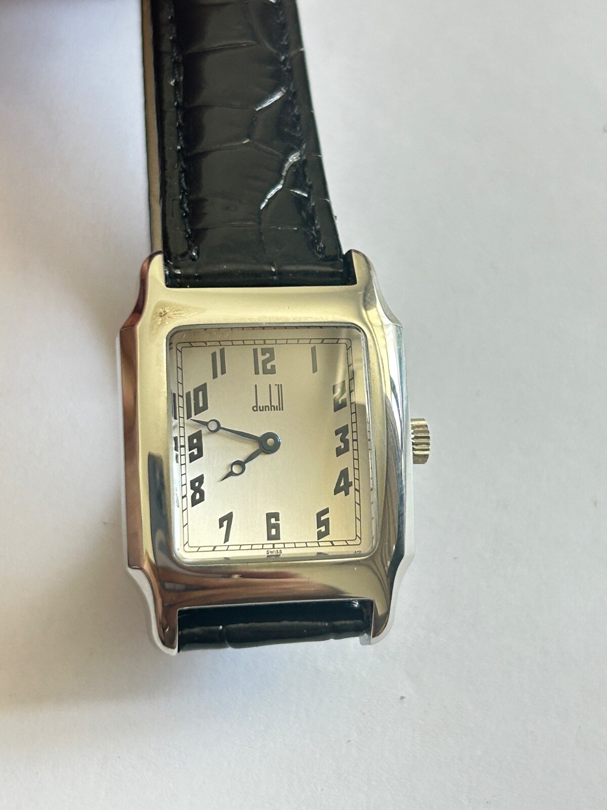 Vintage NOS DUNHILL Men’s Rectangular Steel Wristwatch Manual ETA 28mm x 39mm