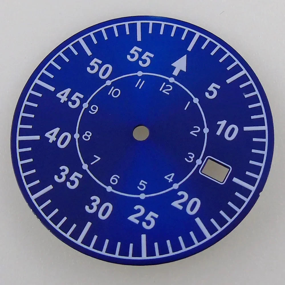 33.5mm Pilot No Logo Watch Dial Green Luminous For NH35 NH36 NH38 NH70 Movement