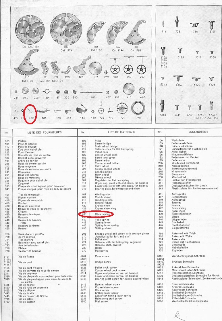 AS1194 CLICK SPRING #430 *36* Pieces One low Price.