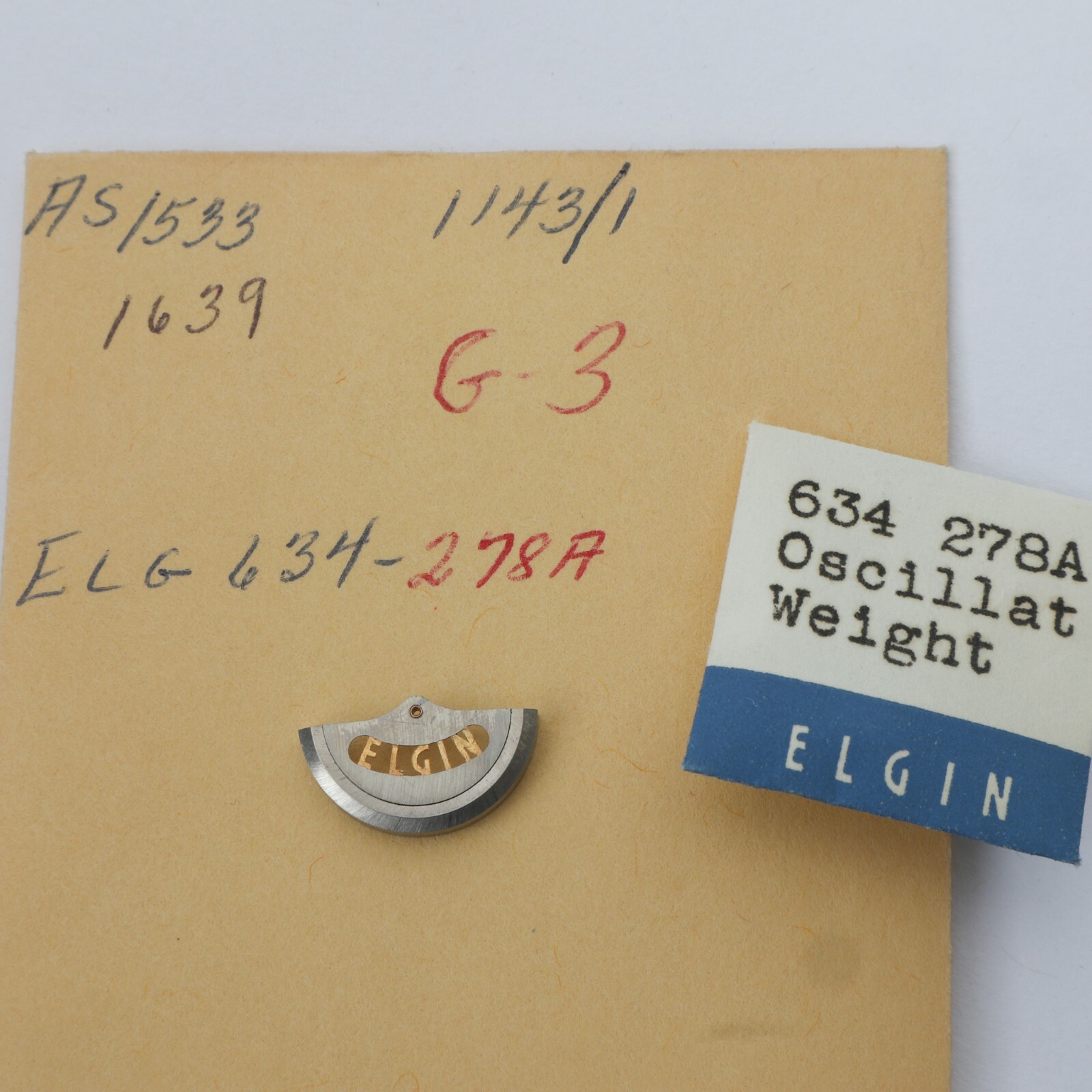 Elgin 634 Oscillating Weight Watch Automatic Part #1143 Brand New Stock (C6D7)