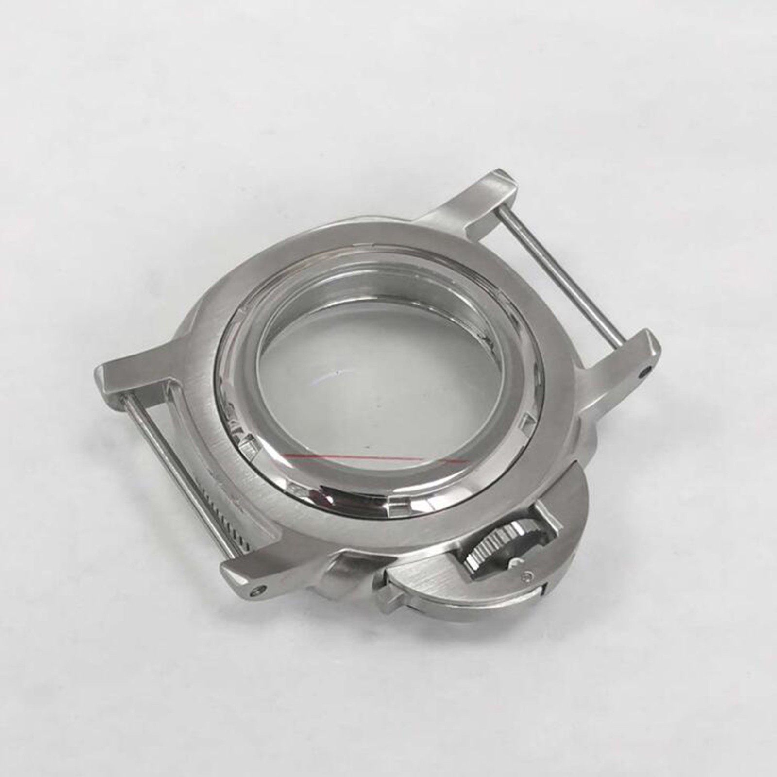 42MM 316L Stainless Watch Case Bezel Red Inner Ring for NH35/NH36/4R/7S Movement