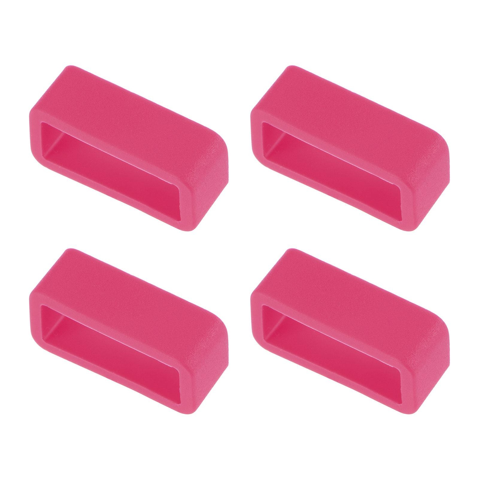 Watch Band Strap Loops Silicone for 16mm Width Watch Band, Rose Red 4 Pcs
