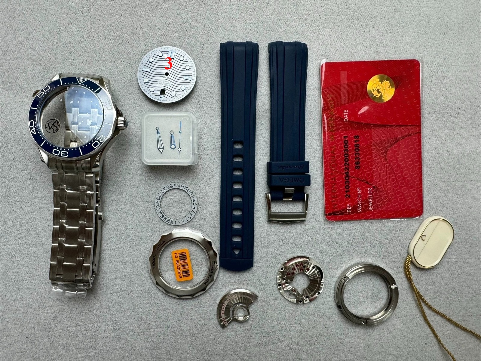 42mm Stainless Steel Watch Case + Dial + Hands + Strap Diy Kit Suitable for 2824