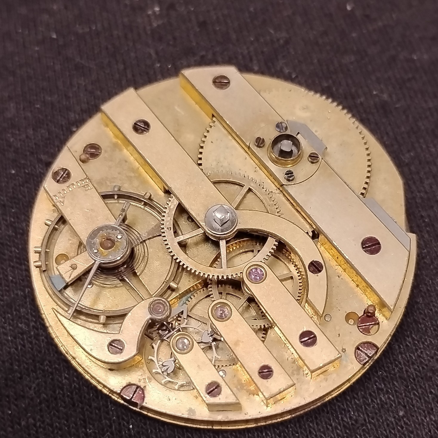 Brass Mechanical Manual Watch Movement with Roman Numeral Dial Sub-Seconds