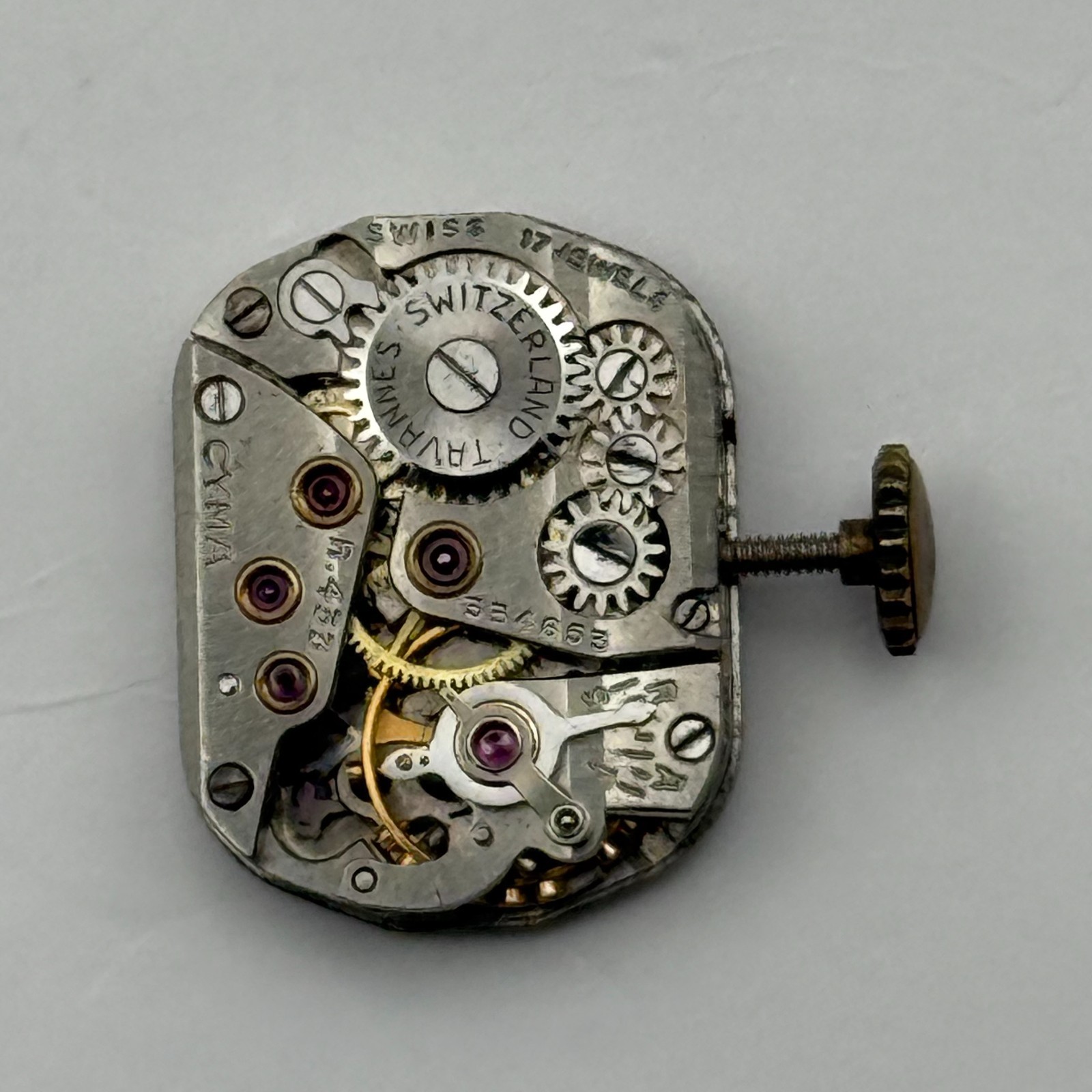 Cyma R433 Watch Movement Tavannes 17Jewels Swiss Manual Wind Parts Repair 11.3mm