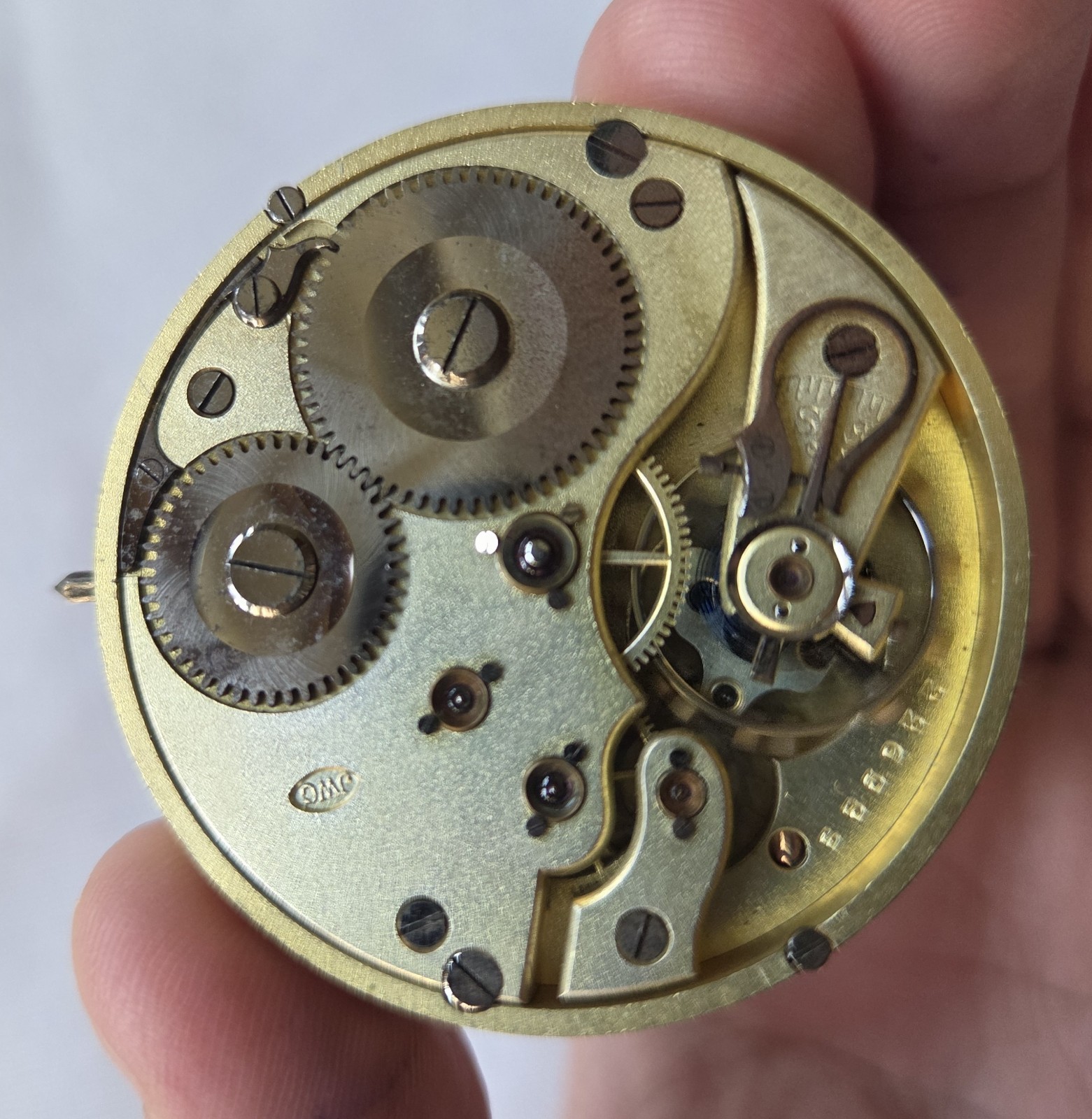 Antique IWC International Co. Mechanical Pocket Watch Movement Runs for Repair