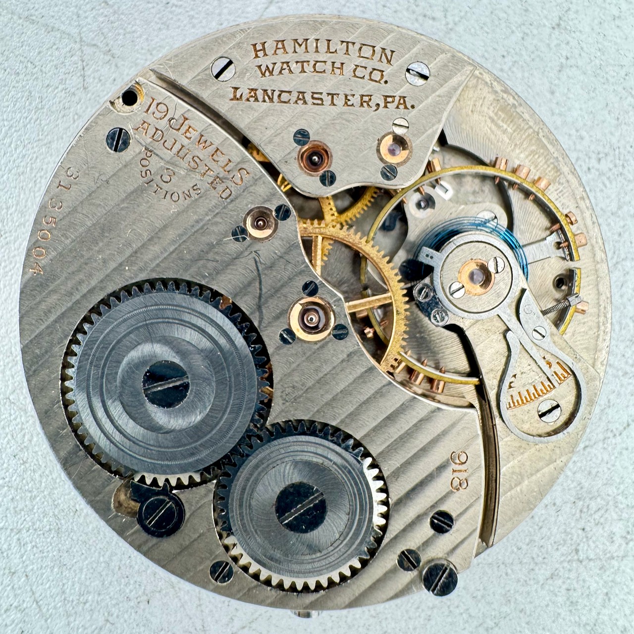 Vintage 12s 1928 Hamilton Metallic Dial Mechanical Pocket Watch Movement 918 USA