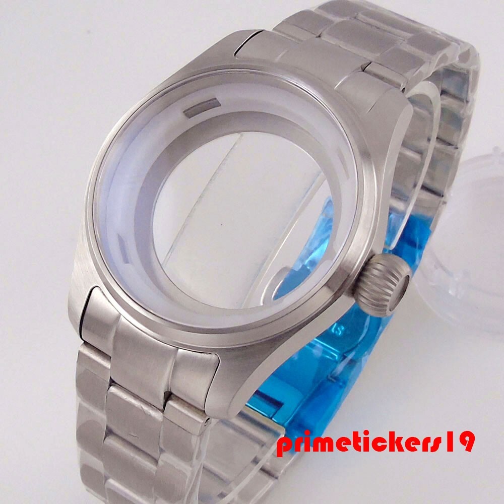 39mm/36mm Pilot Steel Watch Case Band Exhibition Back Fit NH35 ETA2824 PT5000