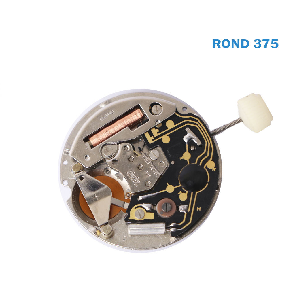 Ronda Caliber 375 SWISS🇨🇭 Made Movement ,White Date Disk at 3,3HANDS, 6 Jewels