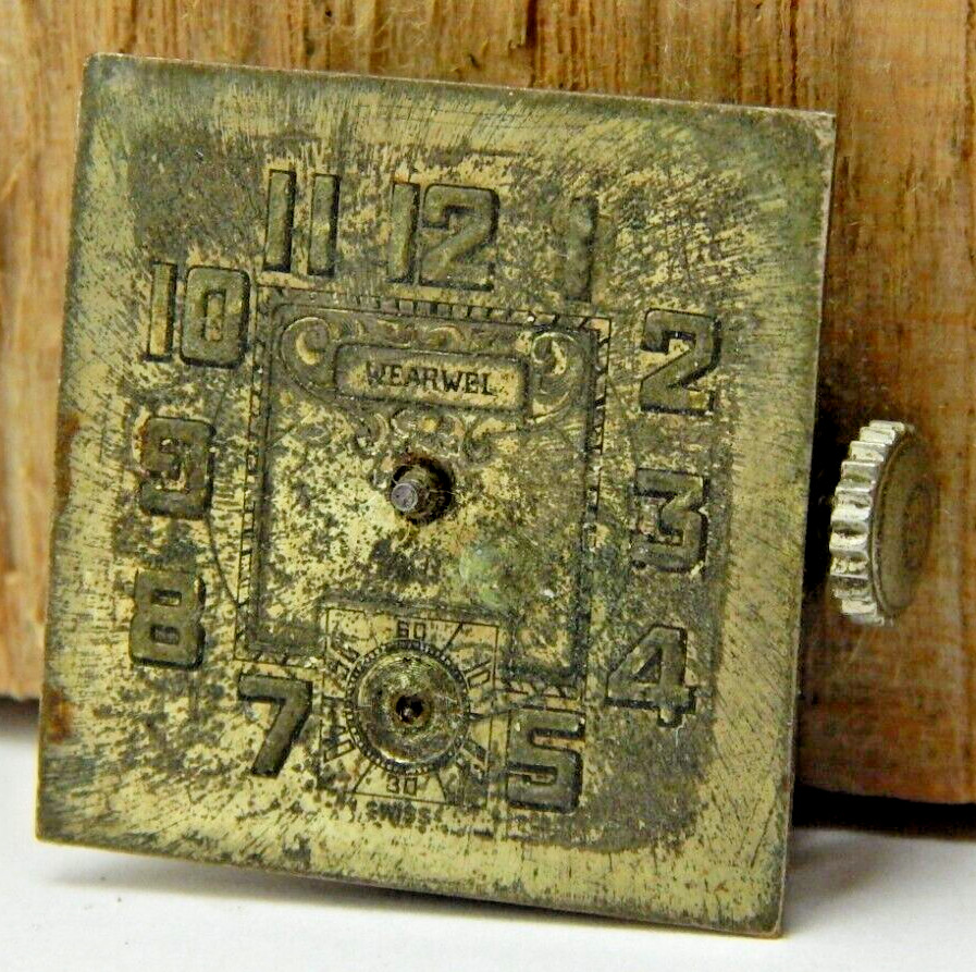 Vintage Wearwel 6 jewel 2 adjustment watch movement with dial & crown stem combo