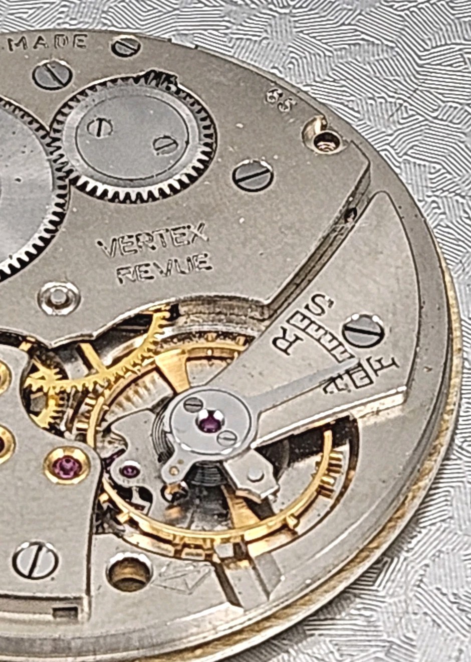 Vintage Vertex Revue cal 65 Pocket Watch Movement & dial – Garrard