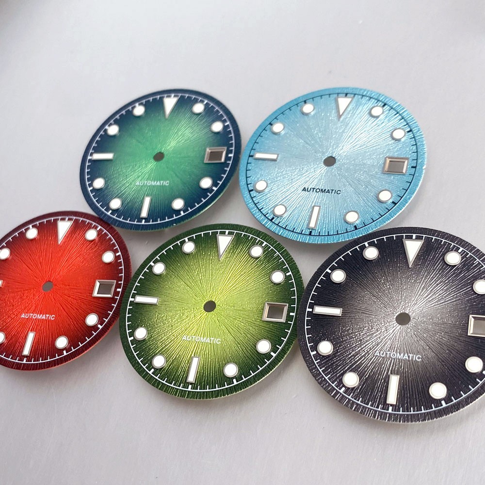 29mm Sterile Sunburst Watch Dial Hands Green Lume For ETA2824 PT5000 Miyota 8215