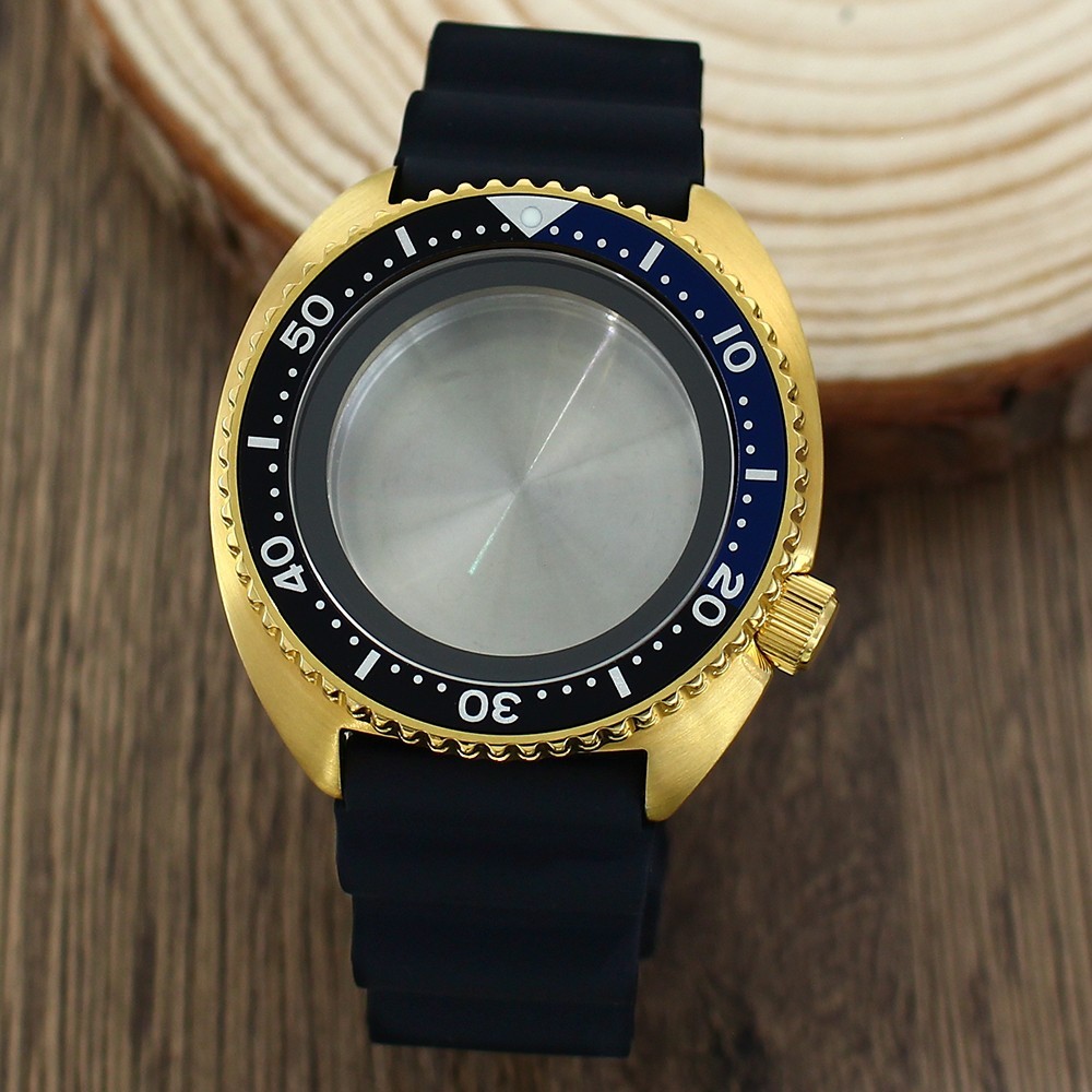 45mm Steel Golden Watch Case+Strap Modify Turtle Mod Sapphire For NH35 34 36 38
