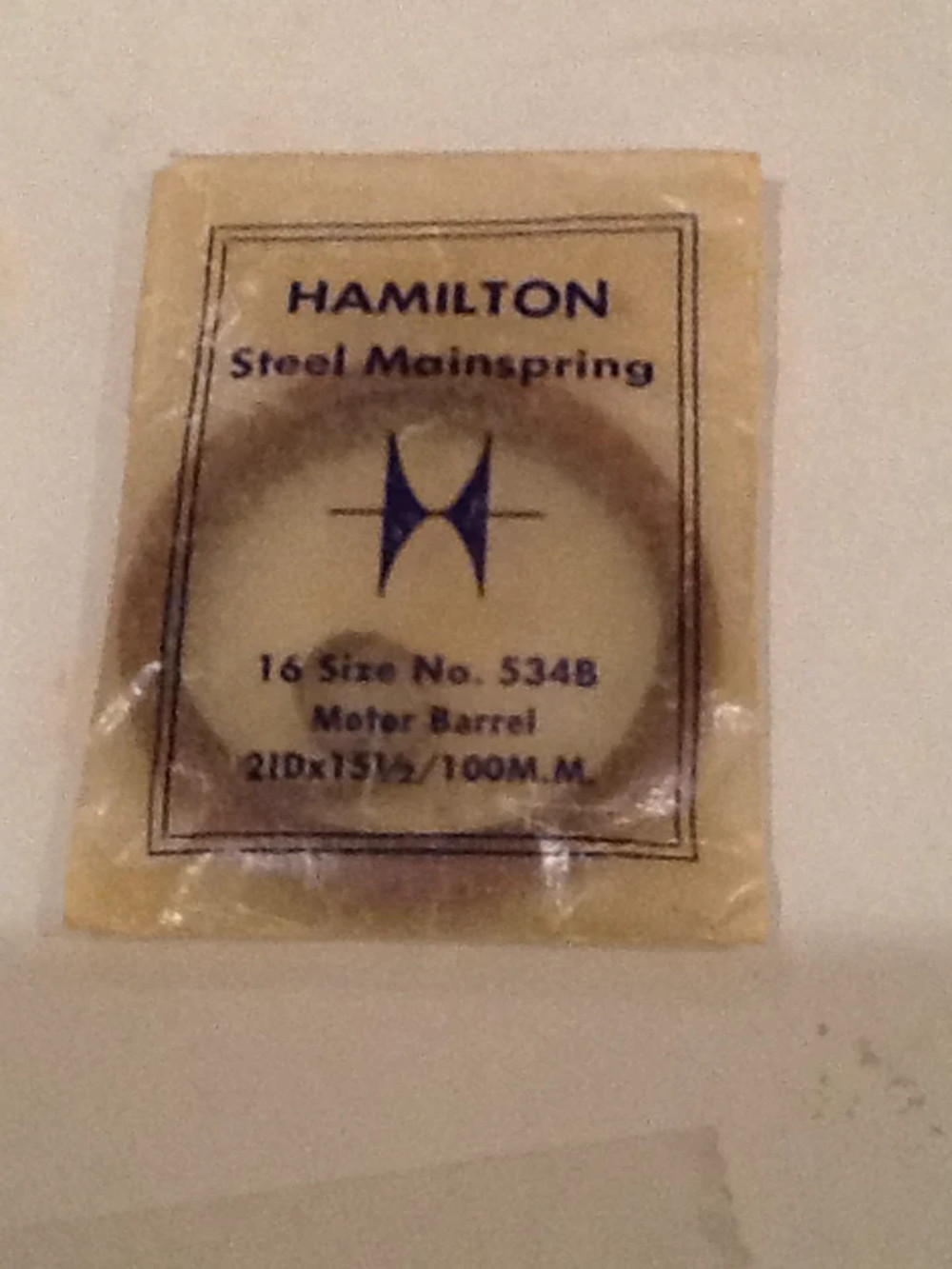 Hamilton 16s Motor Barrel Factory Mainspring Factory No. 534B – Steel