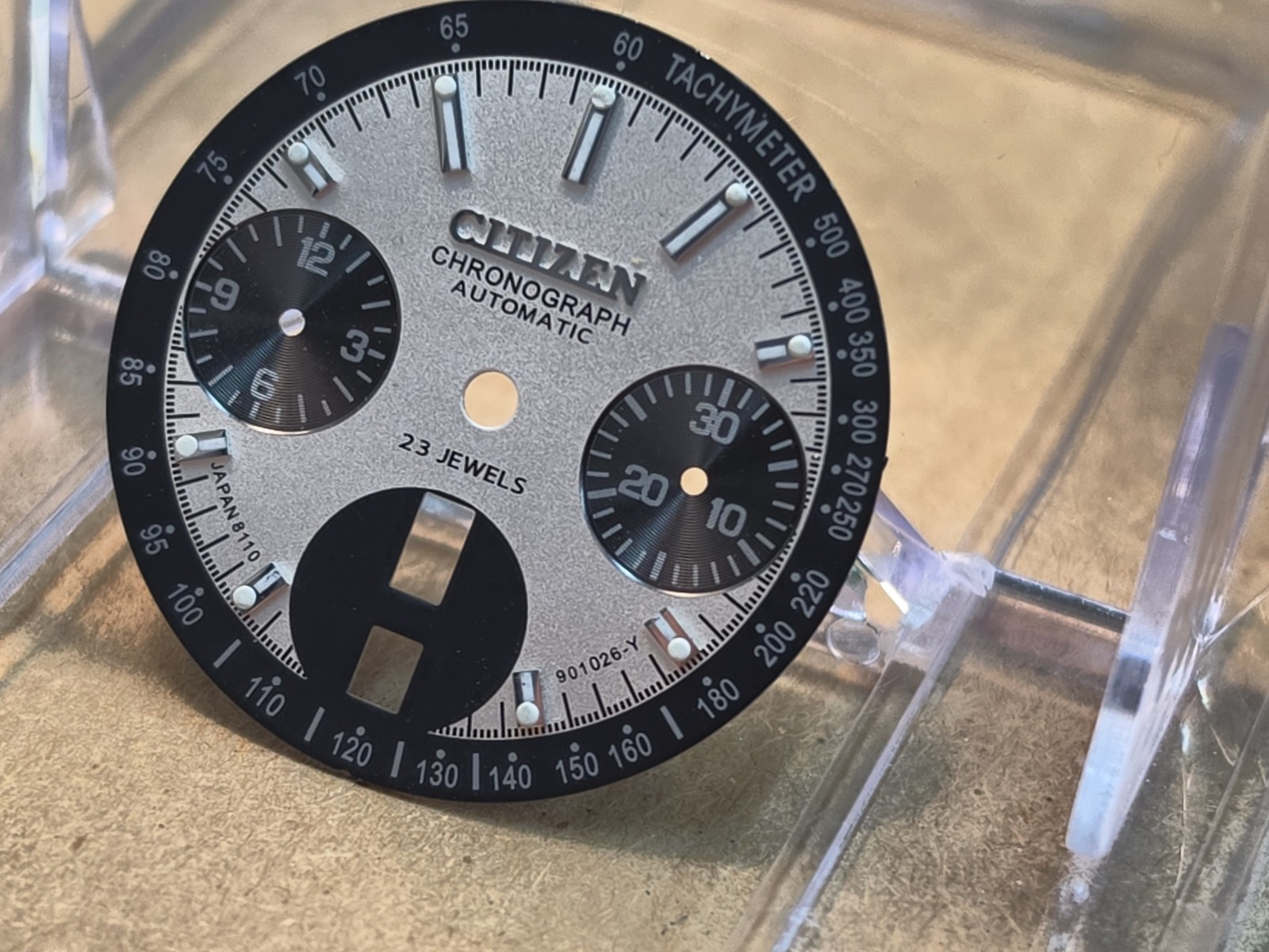 NOS? Citizen 8110A Automatic Flyback Chrono Bullhead 23j Black/Silver Panda Dial