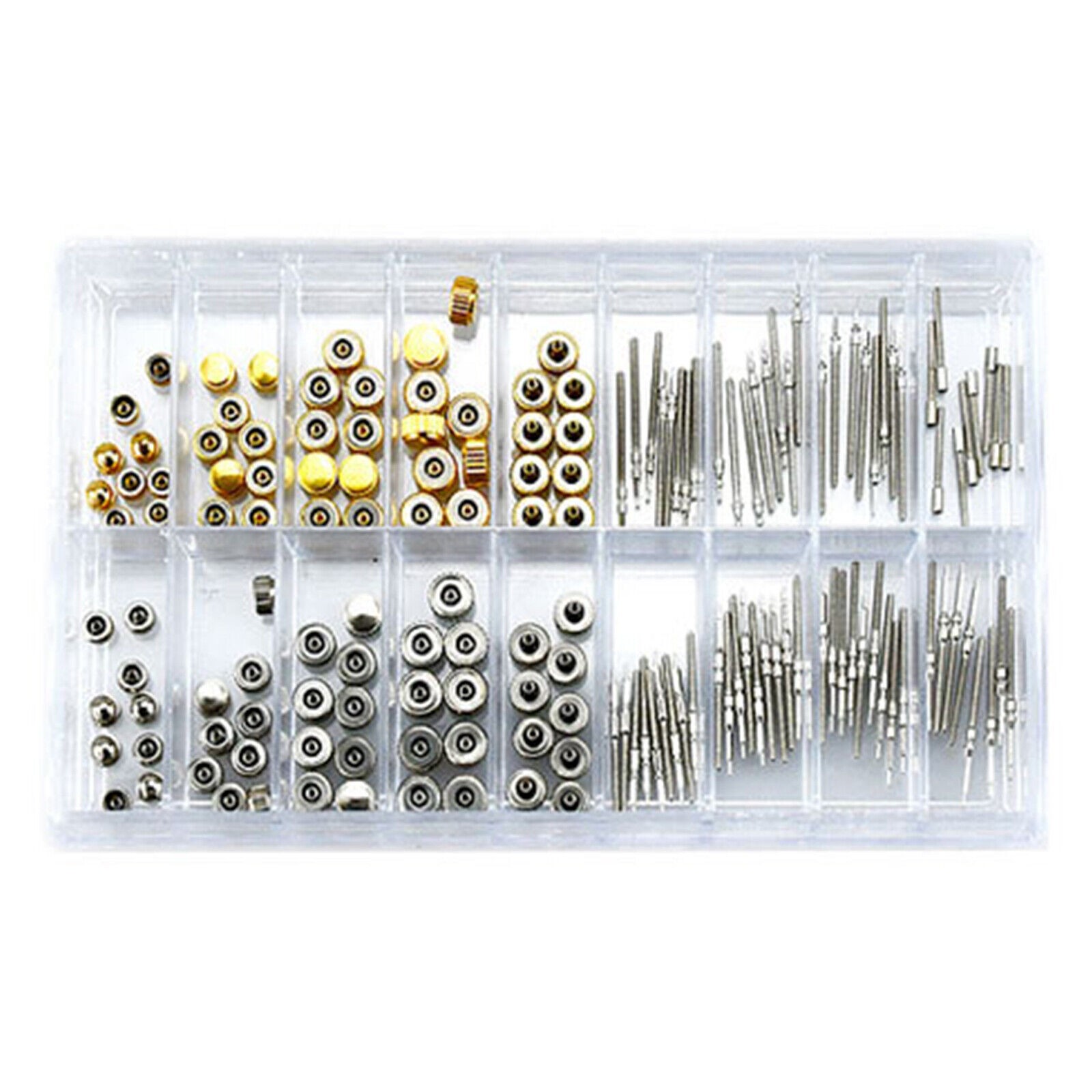 New 170PC Mixed Watch Stem And Crown Repair Parts Assortment Spare Parts Box Set