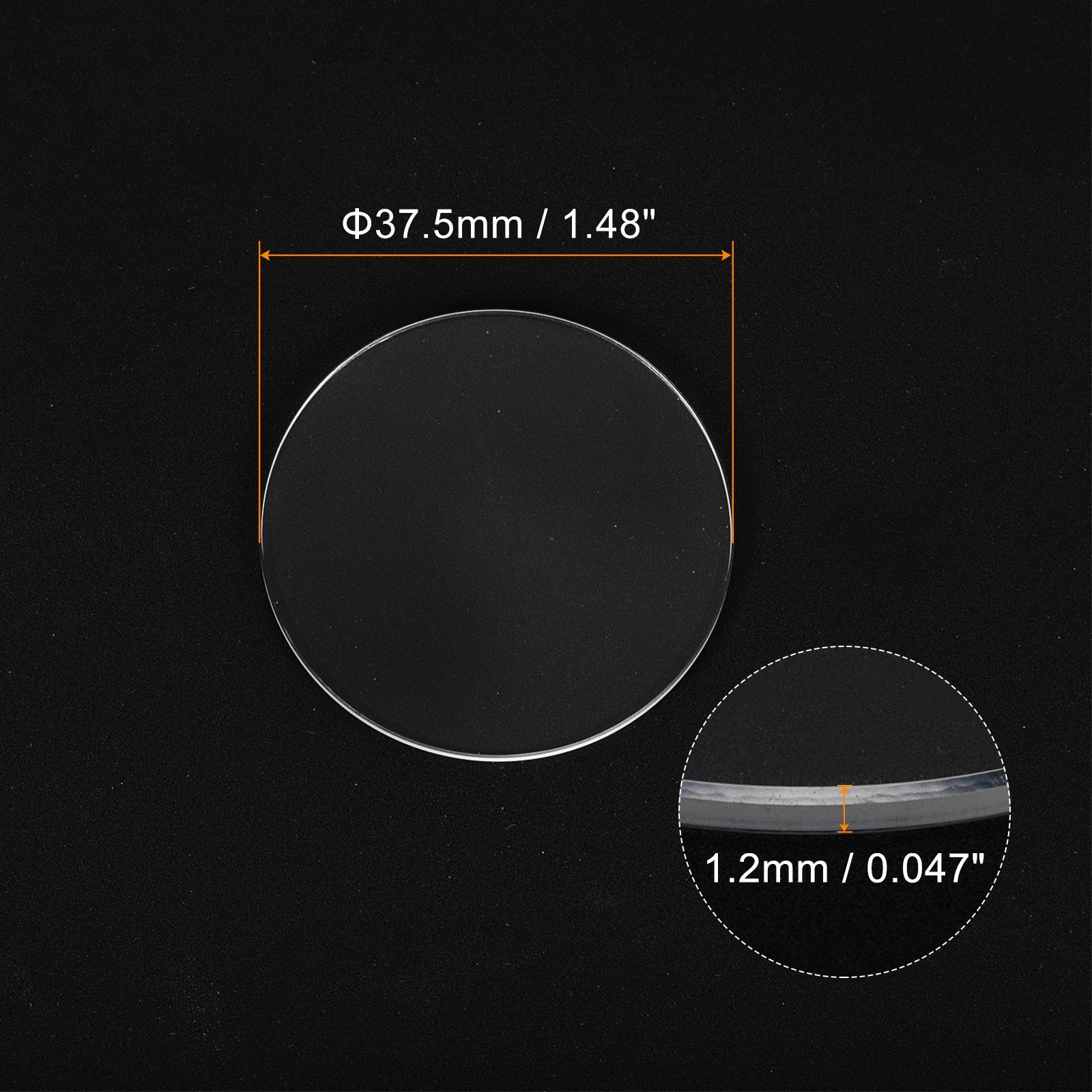 2pcs Watch Crystal Glass Lens 37.5mm x 1.2mm Beveled Edge Flat Glass Crystals