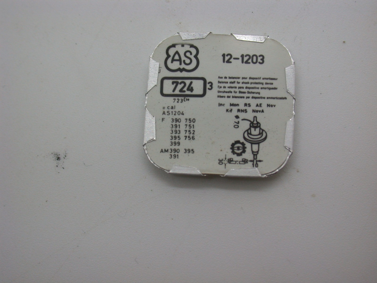 AS (A Schild) Balance Staff Part #724 Calibre 976 – 1746 Watch Part New