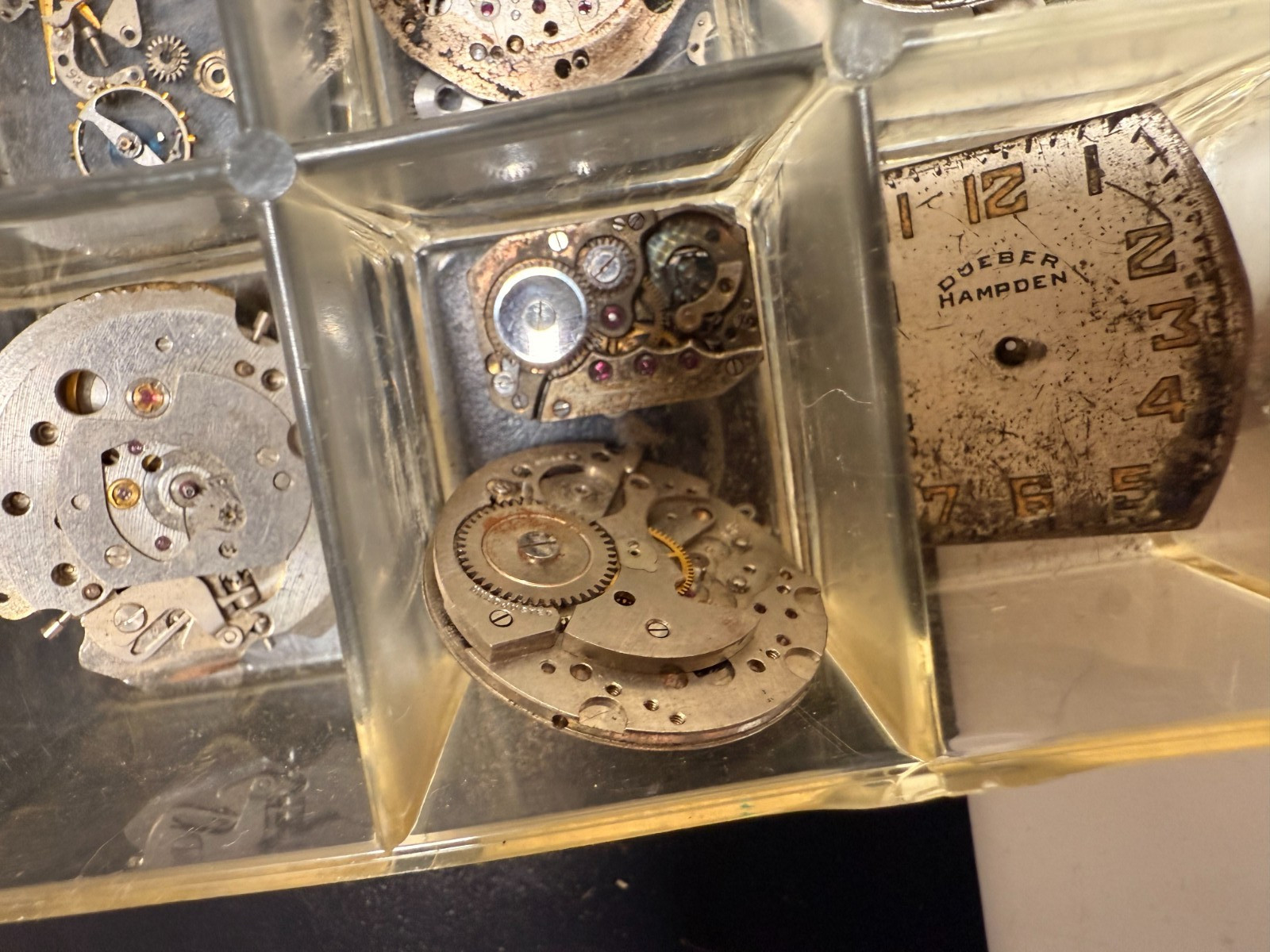 Vintage 1960’s 70’s Watch Movement Plate PARTS LOT Elgin Hampden Gear Crown