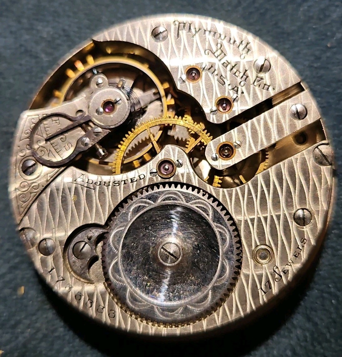 Illinois Plymouth 16s 17j Getty Hunter Lever Set Pocket Watch Movement