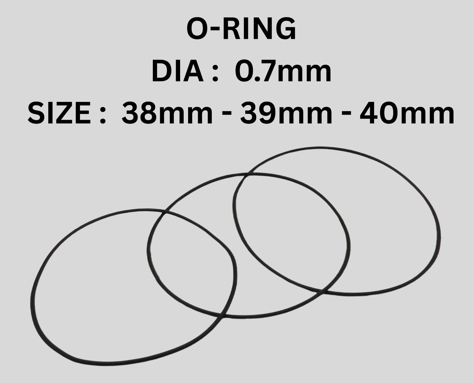 Rubber Watch Case Back O Ring Round Gasket 38mm – 39mm – 40mm Thick 0.7mm