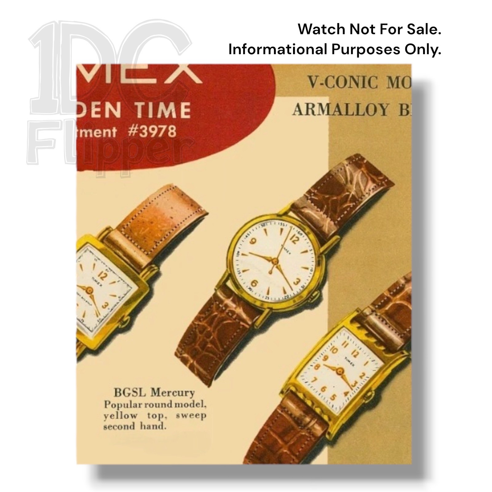 1950s Timex Crown & Stem #11 US Time Yellow Fits Model Mercury BGSL NOS Read