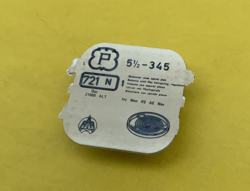 Peseux 345 Balance Complete Screwless 721/1950 New Old Stock