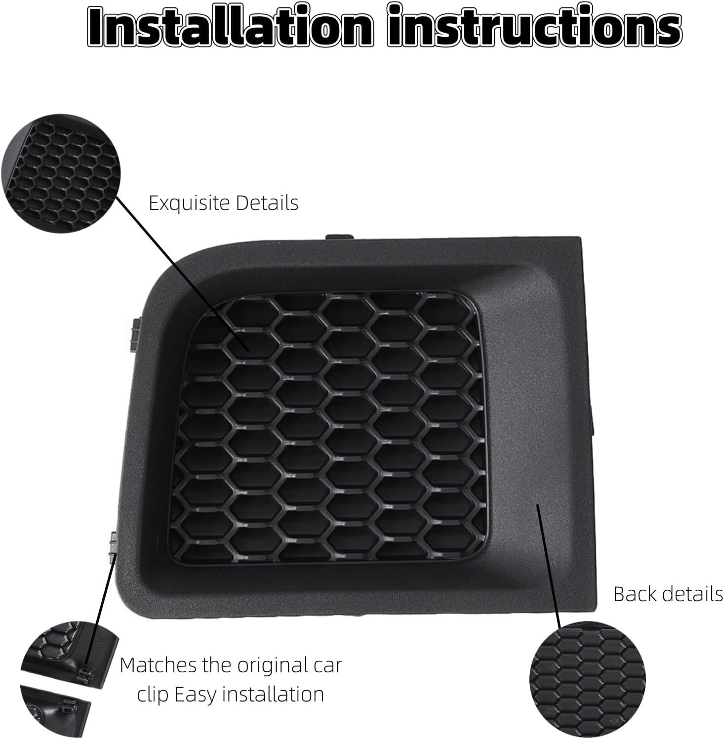 Front Bumper Grille Insert Bezel Cover Replacement (LH + RH) for Jeep Renegade 2