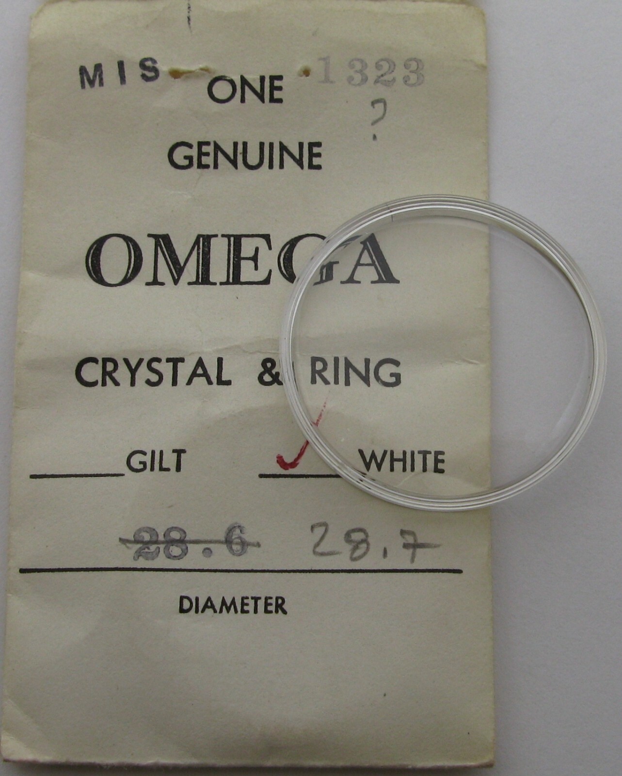 Omega Watch Crystal Acrylic 28.9 mm white / silver tension ring