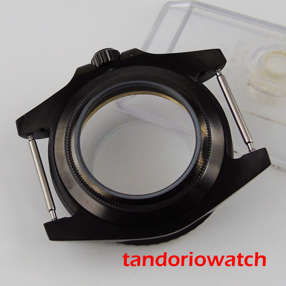 Brushed Black PVD Watch Case Fit ETA2824 NH34A NH35A MIYOTA 8215 Ceramic Bezel