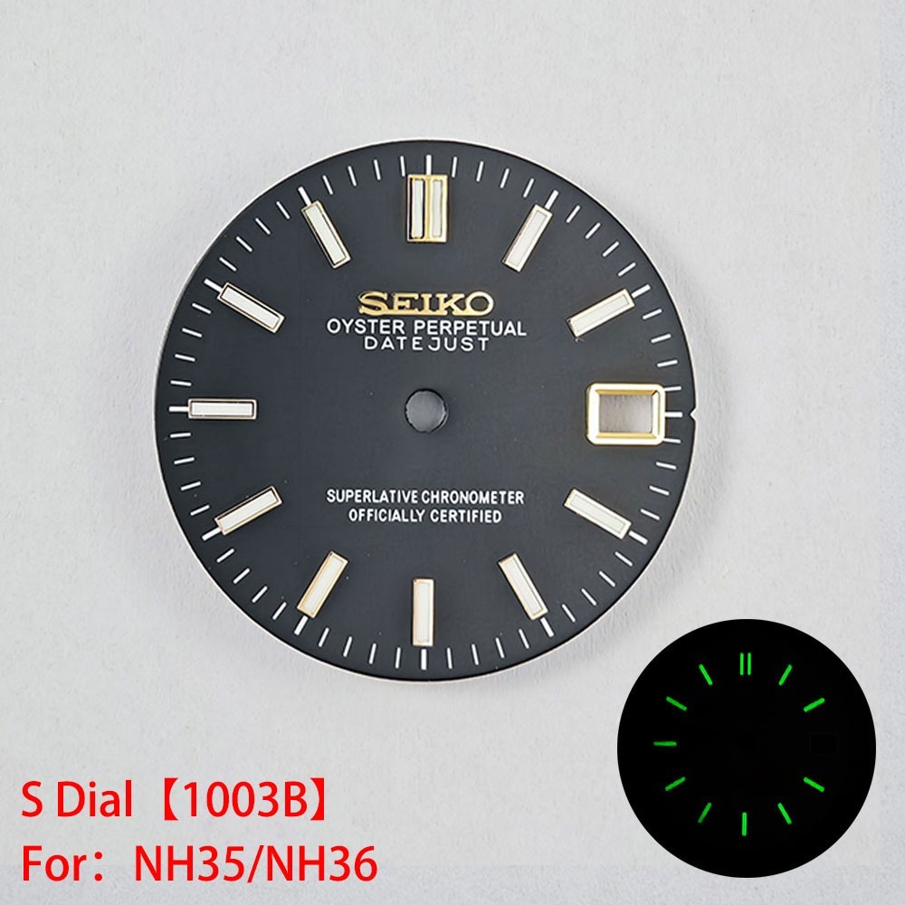 28.5mm For Seiko Watch Dial Green Luminous Fit NH35 NH36 Movement Watches 1003BC