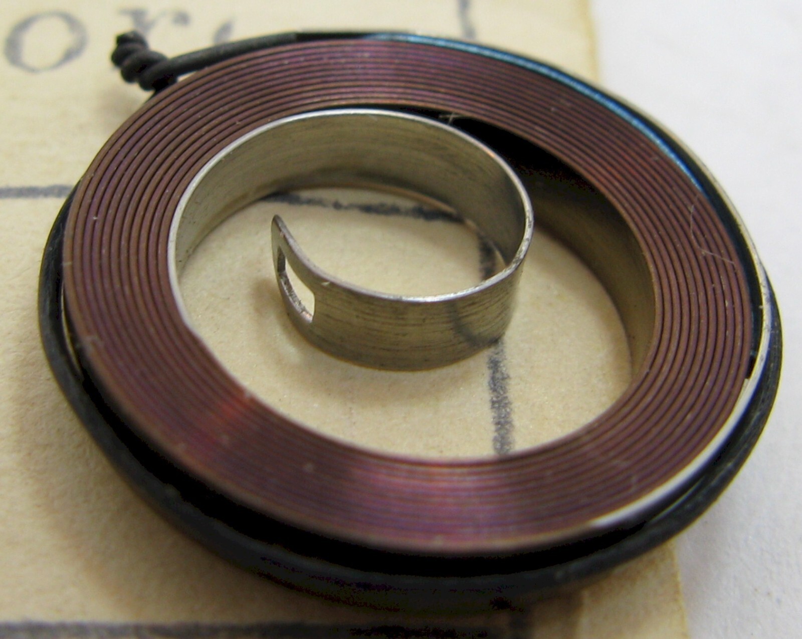 Elgin 12s model 1712 “hole” end Mainspring 1 piece * blue alloy *