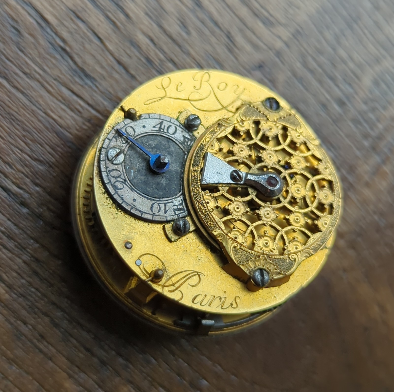 Le Roy Paris Verge Pocket Watch Movement Ticking, To Restore 18th Century (AT41)