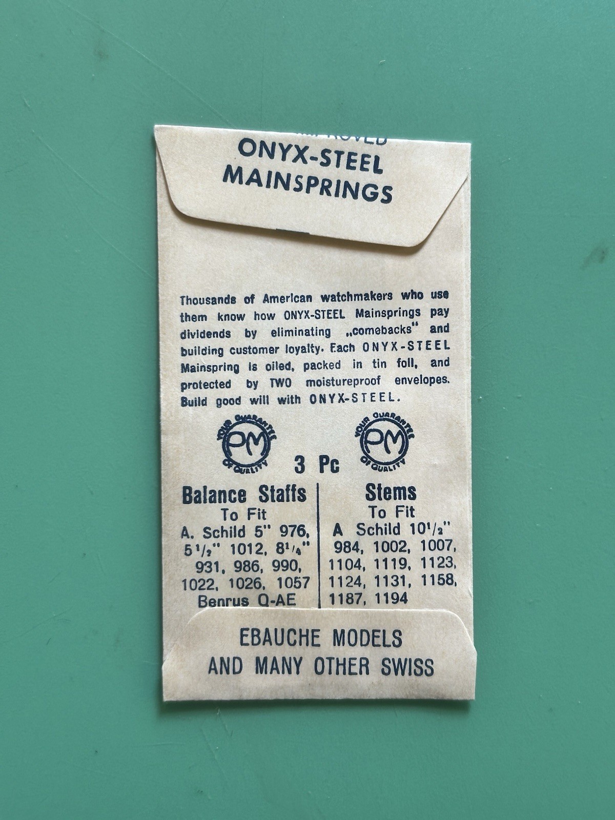 Unitas (UT) 6-8″ 190 – Onyx Steel Mainspring – Part 72 – 5 x 12 – 8 1/2 – NOS
