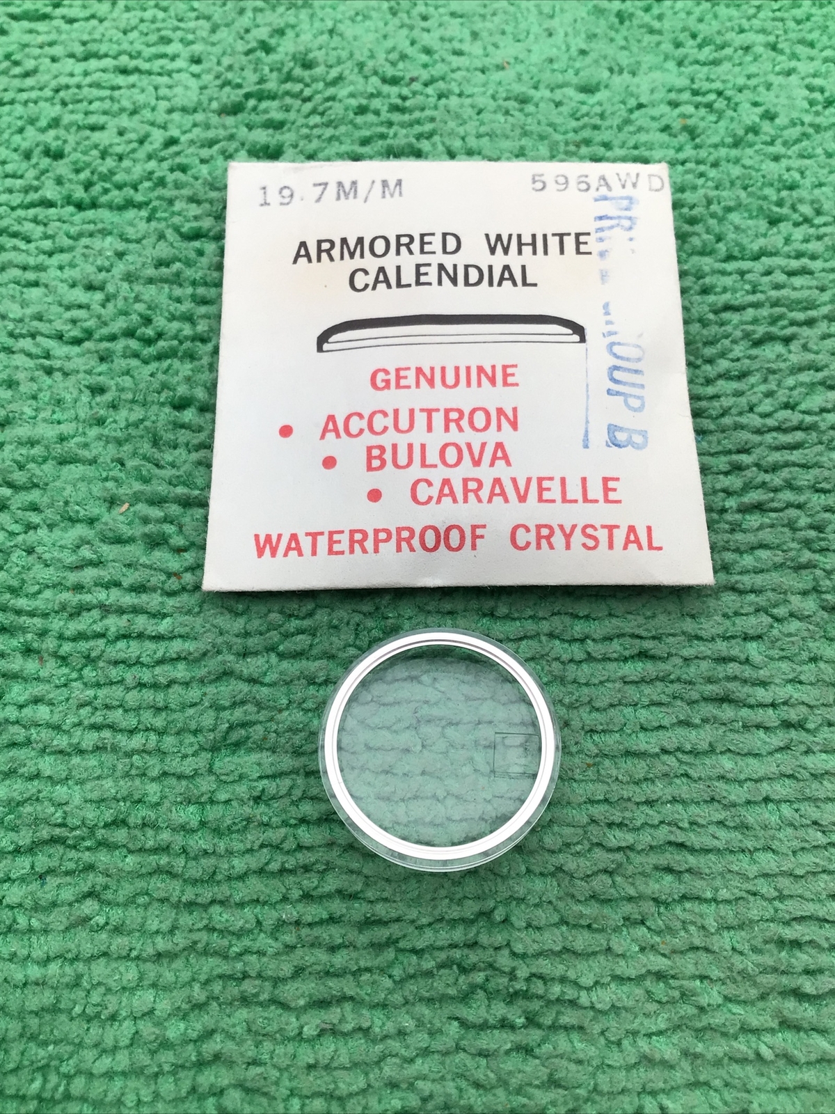 Genuine Bulova Accutron Part # 596AWD, 19.7mm Watch Crystal Calendial