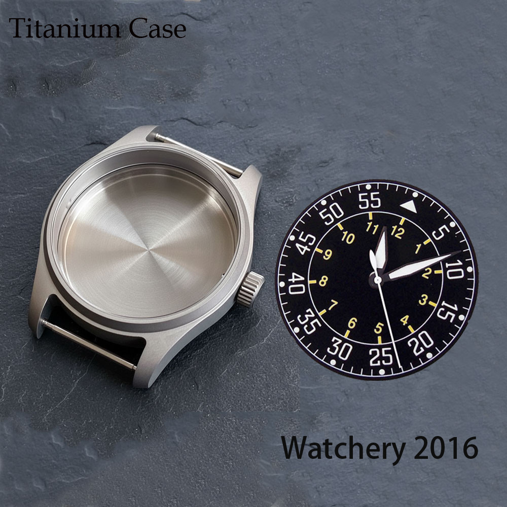 39mm Pilot Titanium Watch Case Fit NH35 Miyota 8215 ETA2824 Auto Movement Watch