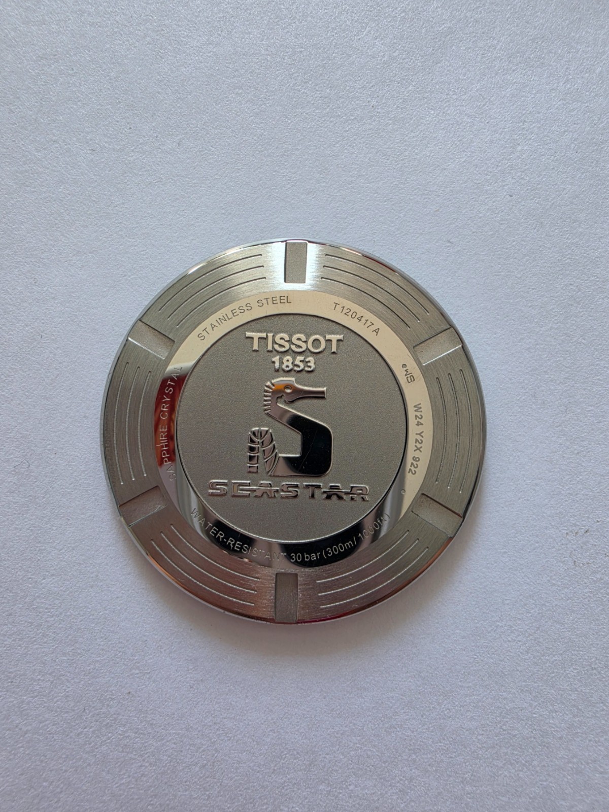 Original Tissot Seastar Silver Tone Stainless Steel Watch Back Case T120417A